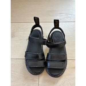 Dr. Martens Klaire J Black Leather Triple Strap Sandals Kids Size 12 US